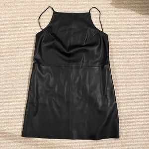 NWT (Medium)  Urban Outfitters Black Faux Leather Mini Dress with pockets